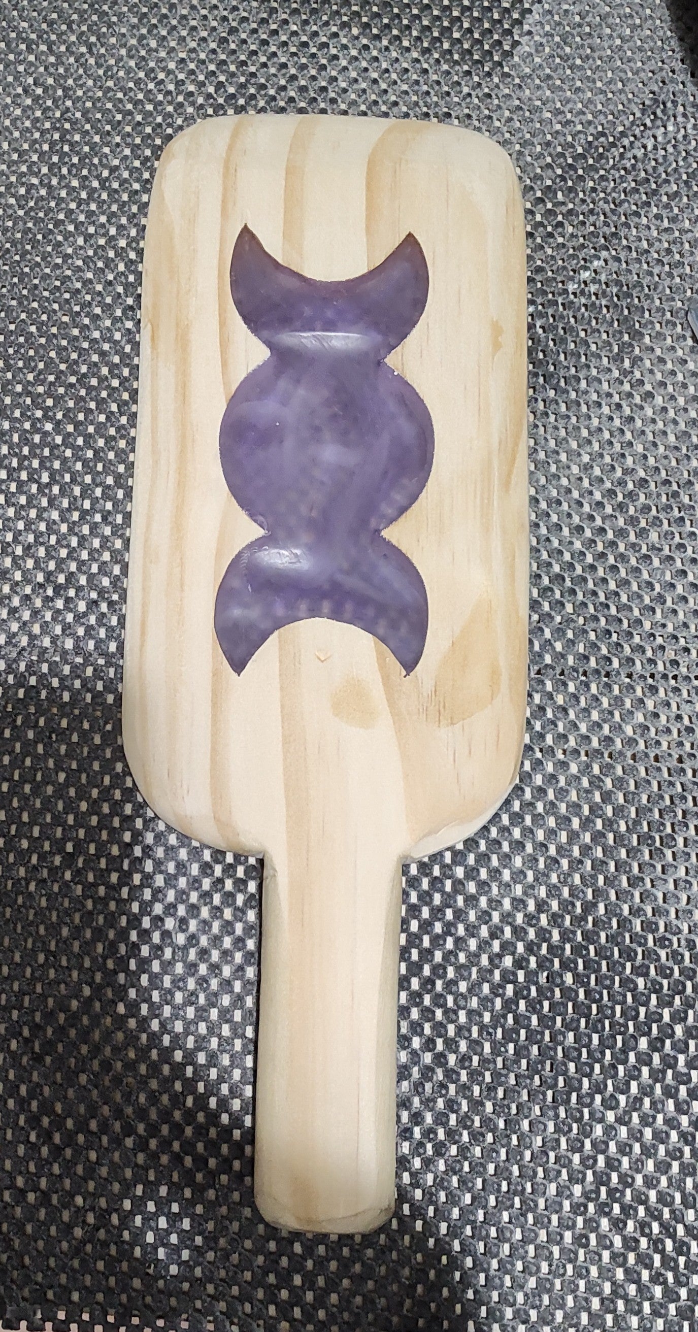 Solid pine paddle with resin triple moon solid fill.